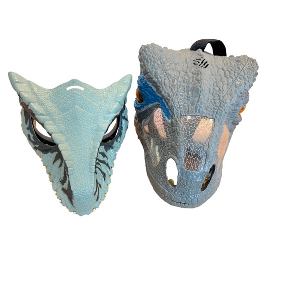 Jurassic World Chomping Blue Raptor Dinosaur & Giganatosaurus Masks Costume - Picture 1 of 4